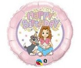 18" Precious Girls Club Happy Birthday Mylar Balloon
