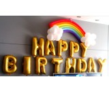 16in Happy Birthday Foil with Rainbow and cloud Latex Balloons