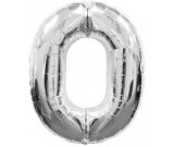 40" Silver Number 0 Foil Balloon